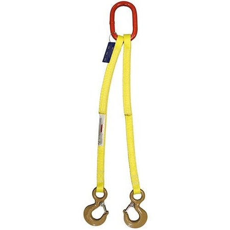 Hsi Two Leg Nylon Bridle Slng, Two Ply, 1in Web W, 3ft L, Oblong Link to Hook, Safety Latch, 6,000lb DOS-EE2-801-03